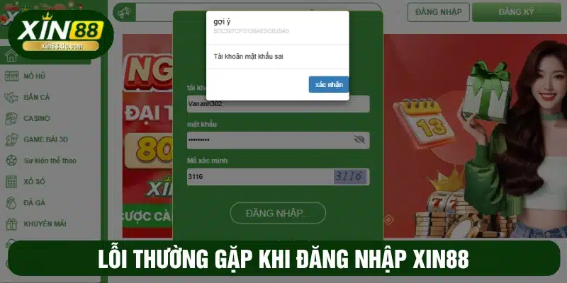 Lỗi thường gặp khi đăng nhập XIN88
