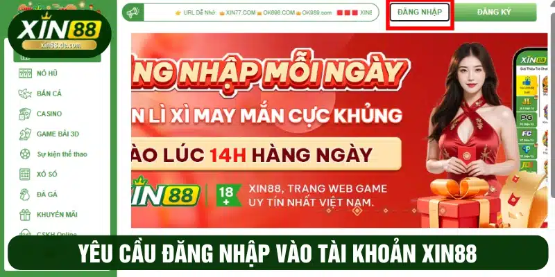Bấm yêu cầu đăng nhập tài khoản