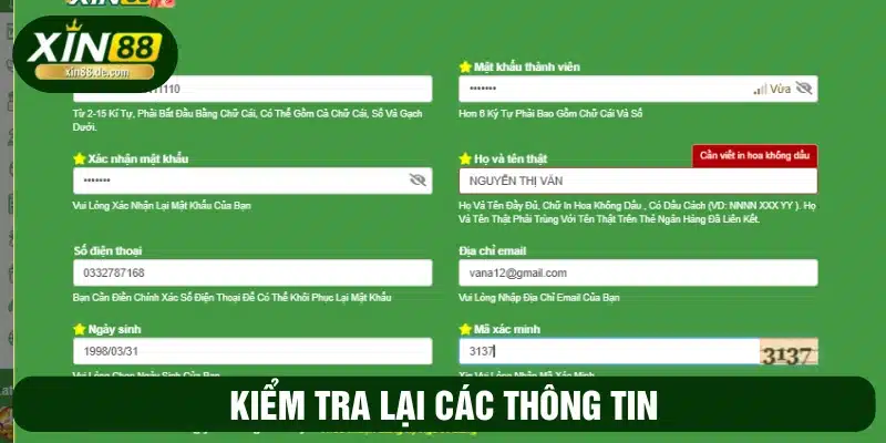 Kiểm tra lại các nội dung và gửi yêu cầu đăng ký