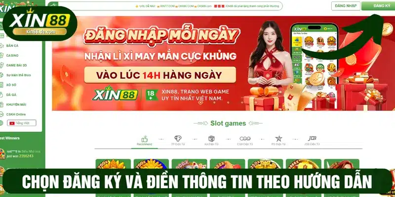 chọn đăng ký và điền thông tin theo hướng dẫn