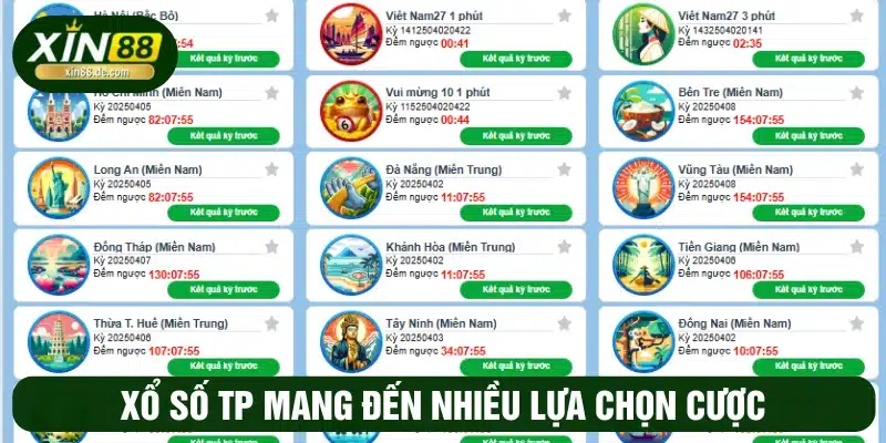 Xổ số TP mang đến cho người chơi nhiều lựa chọn cược
