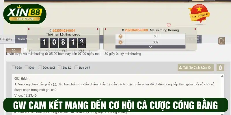 GW cam kết mang đến cơ hội cá cược sòng phẳng, công bằng cho các thành viên