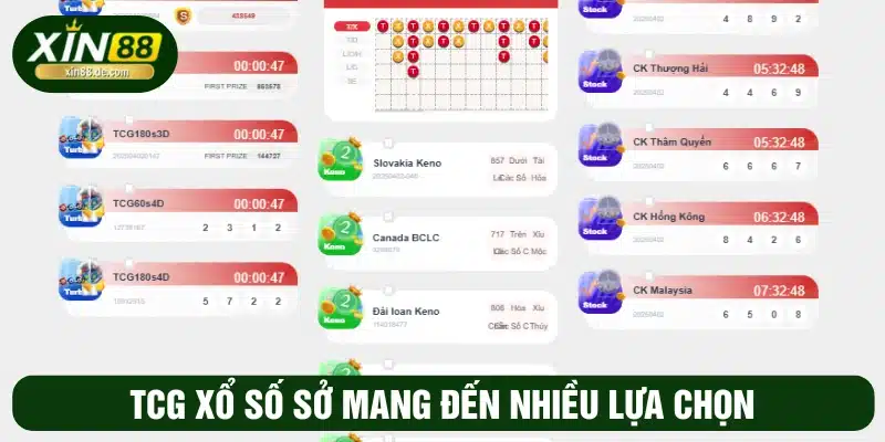 Có nhiều sự lựa chọn khi tham gia đặt cược TCG xổ số